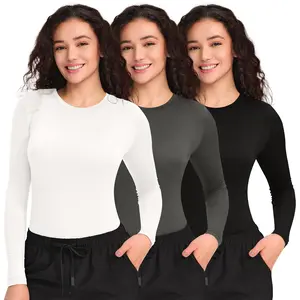 COZYFIT 3 Pack Scrub Undershirts Long Sleeve Women - Underscrub Comfort Tee