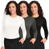 COZYFIT Women's 3-Pack Basic Everyday Longsleeves Underscrub Crewneck Tees - Comfortable Round Neck Workwear Undershirts for Summer Vibes