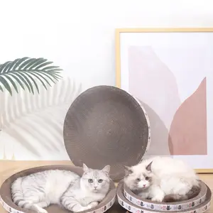 Round Cat Scratching Post Bed, Portable Interactive Cardboard Toy, Suitable for Indoor Cats and Kitties, Durable Pet Scratch Pad