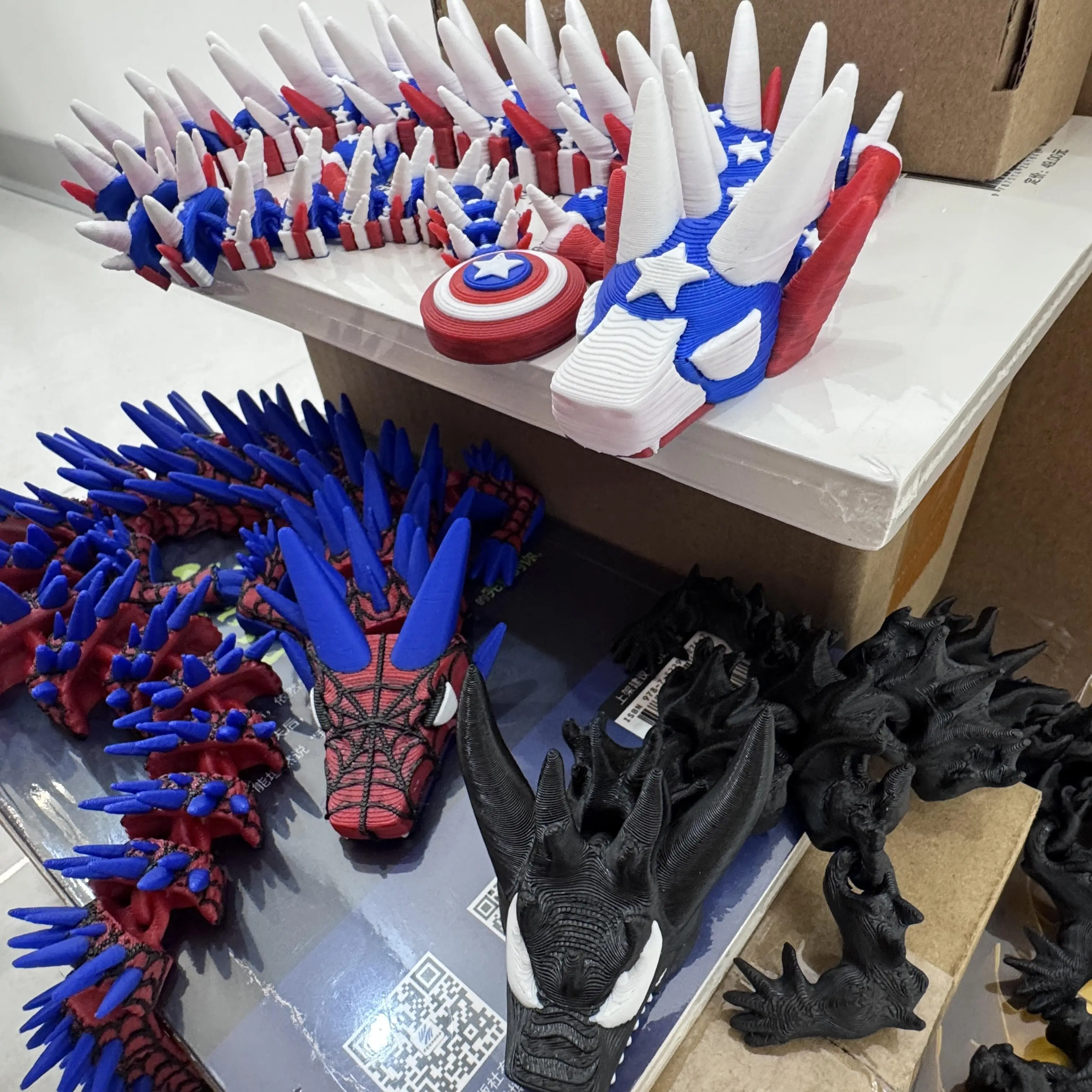 Summerwins 18-inch ABS 3D Printed Multi-Pattern Dragon Artistic Statue, Decorative Collector Ornaments, Home Desk Decor, Ideal Gift for Collectors