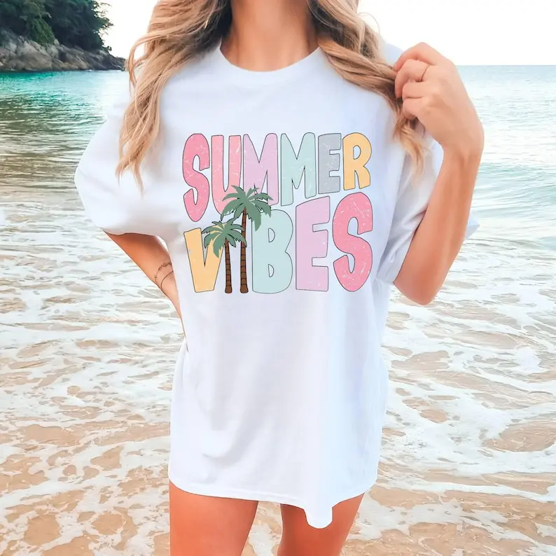 july tee trendy shirt Summer Vibes T-Shirt, Trendy Beach Tee
