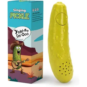 P-MTS054    Pickle That Yodels- Singing Cucumber Toy - Funny Gag Gift Idea for Adults Friends and Family, Includes Batteries