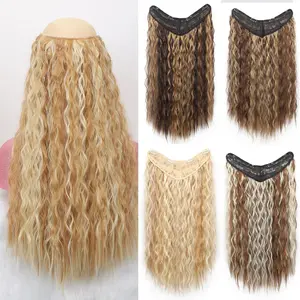 Lady's V-curl Hair Patch Half Headpiece U-shaped Wool Curly Fake Hair