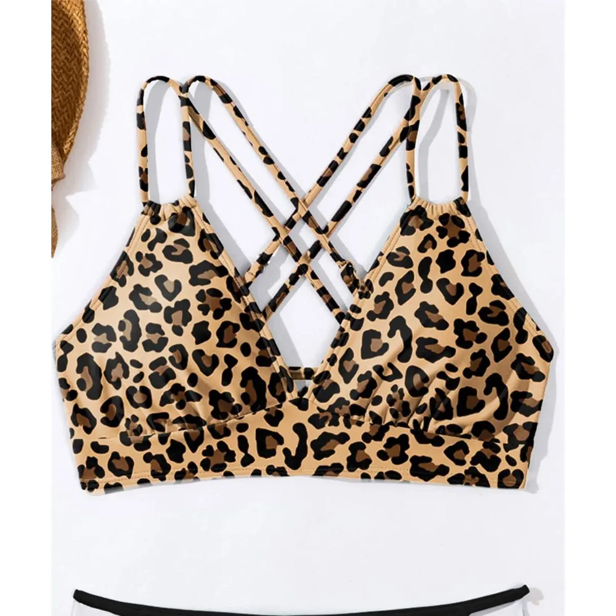 Women's Push Up V Neck Bikini Tops Criss Cross Back Padded Bathing Suit Top Only Women's Push Up V Neck Bikini Tops Criss Cross Back Padded Bathing Suit Top Only