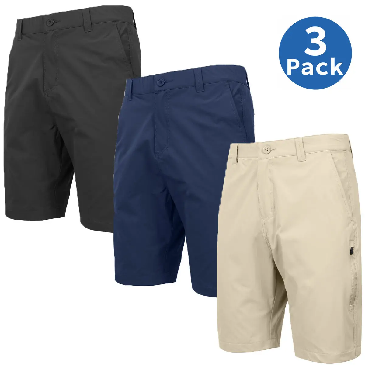 (3 Pack) Black-Navy-Khaki
