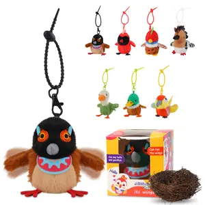 Emoin Singing Talking Bird Plush Keychain, Interactive Mimicry Stuffed Animal Toy, Sound Activated Repeating Plush Pendant, Kids Educational Talking Toy, Cute Bag Charm, Birthday Party Favor dolls