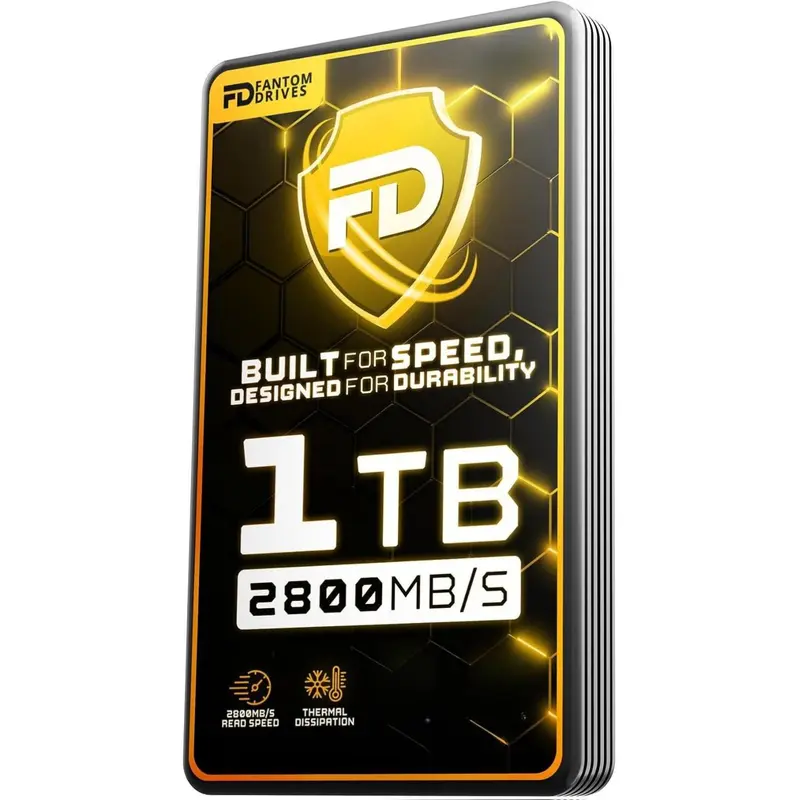 Fantom Drives eXtreme 1TB 2TB 4TB External SSD - 2800MB/s, Thunderbolt 3, USB Type-C, Aluminum, 3D NAND TLC, TB3X-2300N1TB, 5 Year Warranty
