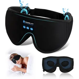 Upgraded Morelax 3D Bluetooth Sleep Mask Headphones for Insomnia, 100% Blackout Wireless Eye Mask with Headphones, HD Stereo, Adjustable for Side Sleepers, Travel, Yoga, Father's Day Gift