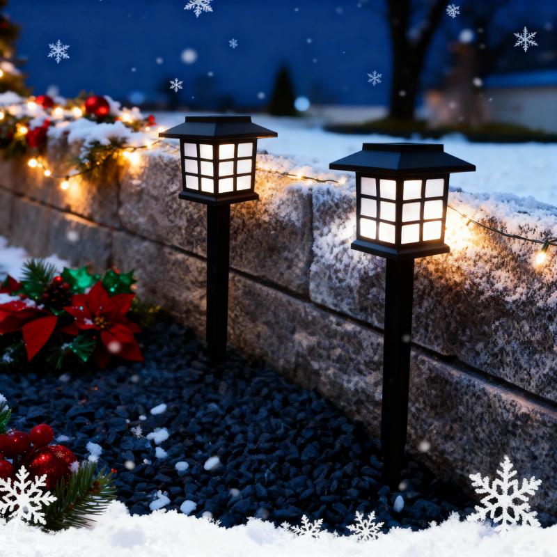 24-Piece Set of Imperial-Style White Light Garden Lights Solar-Powered Outdoor Security Lights Waterproof Christmas Decorative Lights Ideal for Home Gardens and Autumn Festival Party Decorations