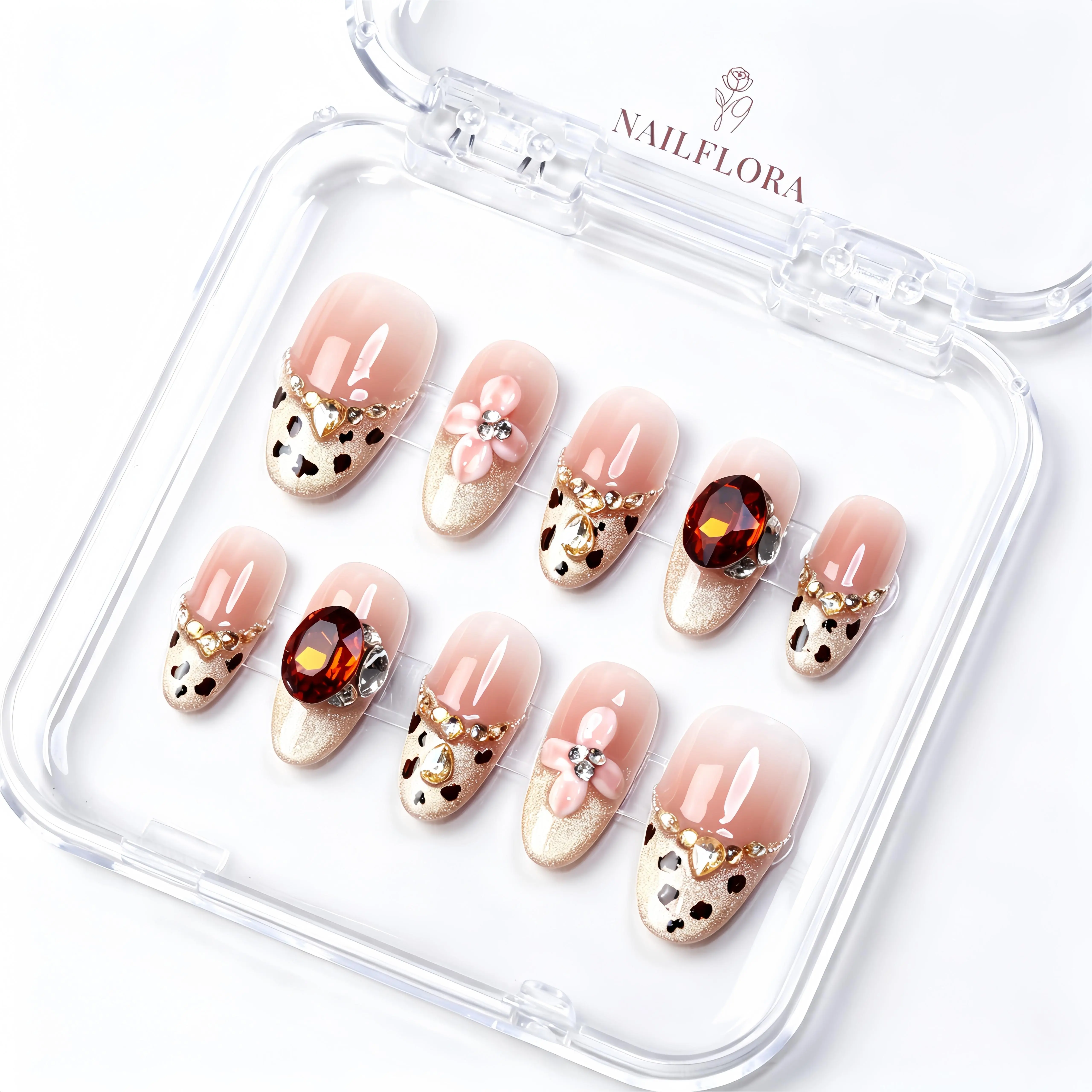 【BUY 2 GET 1 FREE】 NailFlora Ruby Charm – Handmade Press-On Nails | Elegant, Glossy, Salon-Quality Luxury Nail Set