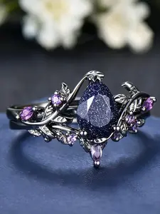 Fashion 2-Piece Set Shimmering Starlight Cubic Zirconia Cz Bling Rings, Party Wedding Engagement Jewelry Gift Accessories, Artificial Gemstone Ring