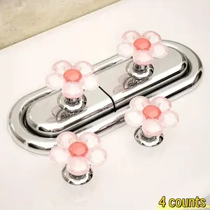 Cute Floral Toilet Button Pins, Water Tank Switch Buttons, Cartoon Flower Hooks, Cabinet Handles, Bathroom Accessories, Kitchen Use