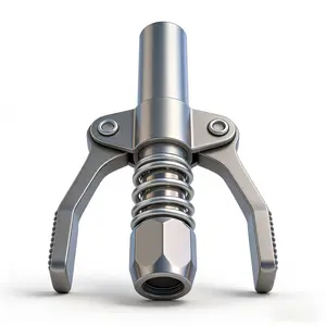 Heavy Duty Locking Grease Gun Coupler 10000 PSI Double Handle Quick Release Tip High-Pressure Self-Locking Clamp-Type Design New Model Accessory Head
