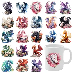 21 Pcs Dragon Floral UV DTF  Waterproof Rub on Transfers Transfer  Decal UV DTF  UV DTF Transfer  for Glass Cups Cups Decoration clock funny stickers kitchen decor wall art