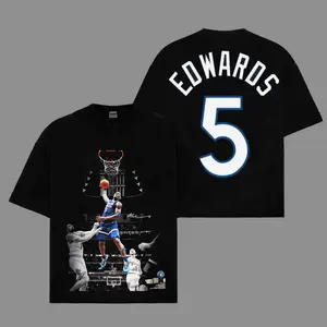 "Anthony Edwards" #5 Y2K 2-SIDED TEE, Adult & Youth Basketball Tee, Bucks Shirt, Minnesota Timberwolves Basketball Tee, Basketball Graphic Tee, Sport Lovers T-Shirt, Boys Clothing, Gift For Men, Hip Hop Streetwear