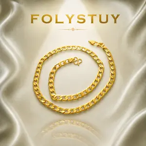 [FOLYSTUY (Y139)] Classic Thick Curb Chain Necklace Refined Thick Cuban Curb Link Chain Necklace with Polished Finish
