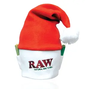 RAW Santa Hat - Red and White Design with RAW Logo, Perfect for Festive Occasions