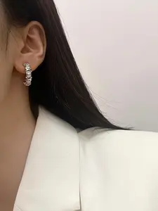 Women's C-Shaped Earrings, Versatile Design, Artificial Zirconia Decor, Fashion Accessory, Perfect Birthday Gift Choice