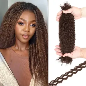 4# 22inch Afro Kinkys Bulk Human Hair for Dreadlocks Extensions Repair, Twist Braiding Afro Kinky Human Hair for Locs Natural Black Color 18 inches for Micro Locs Extensions 1 Pack 30 Gram