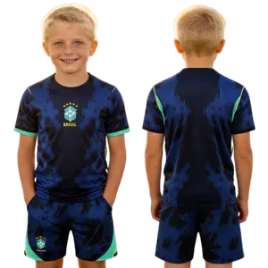 Kids Sets 2026 Away Blue Short Sleeves Soccer Jerseys Unprinted