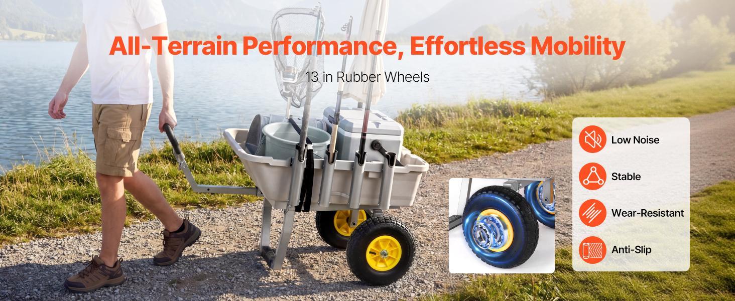 【FathersDayGift】VEVOR Beach Fishing Cart, 200 lbs Load Capacity, Foldable Fishing Cart with Heavy-Duty Aluminum Alloy Frame, 13-Inch All-Terrain Tires, 8 Rod Holders, Strap, Easy to Clean, for Outdoor Camping Picnic 【FathersDayGift】VEVOR Beach Fishing Cart, 200 lbs Load Capacity, Foldable Fishing Cart with Heavy-Duty Aluminum Alloy Frame, 13-Inch All-Terrain Tires, 8 Rod Holders, Strap, Easy to Clean, for Outdoor Camping Picnic