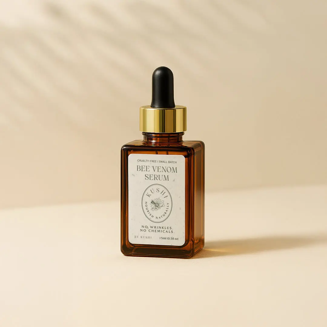 Kushi Beauty Bee Venom Serum 15ML - Natural Skincare Treatment for Fine Lines & Wrinkles - Collagen Boosting Formula - One Month Supply