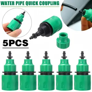 5pcs Fast Coupling Adapter Drip Tape Kit with 1/4" Barbed Connector for Garden Irrigation Hose, 4/7mm 8/11mm Micro Sprinkler Quick Connect Fittings, Plastic Water Pipe Quick Coupler for Drip Irrigation System, Gardening Watering Equipment Accessories