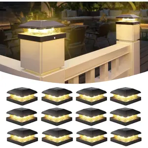 4x4 Solar Fence -  Cap Lights 12pack Outdoor , Black Deck  Cap Light with Warm White,for 4x4 Wooden/4x4 Vinyl