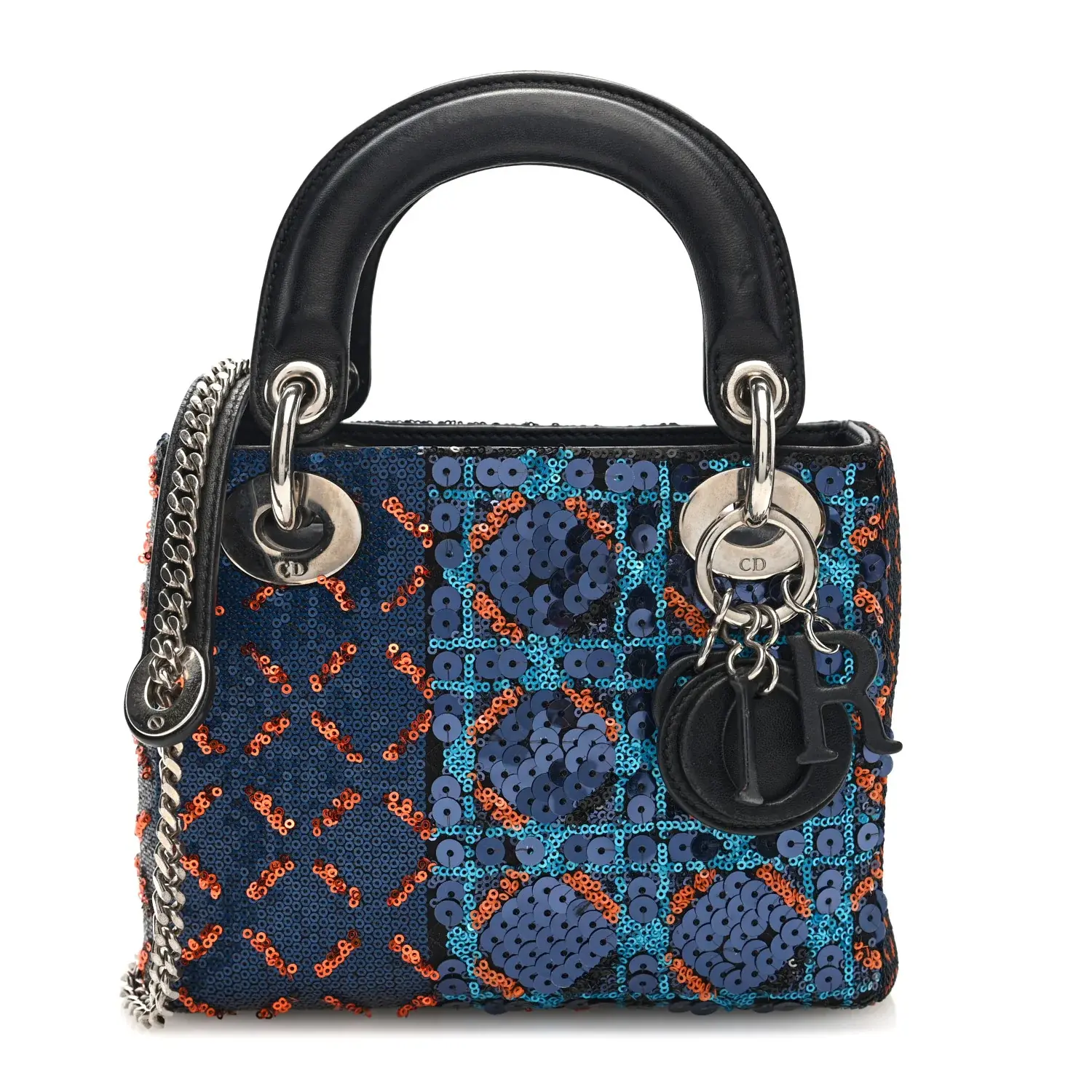Pre-owned Dior Leather Shoulder Bags Sequin Lambskin Esprit Tokyo Mini Lady Blue Multicolor