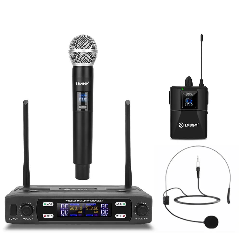 Lmbgm R12 Wireless Microphone System, Handheld Mic & Waistpack, Stage Performance, Meeting Presentations, Classroom, Church, Lecture, Home Karaoke