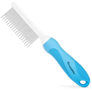 Freshly Bailey - Detangling Pet Comb with Dual Length Steel Teeth - Metal Comb with Ergonomic Handle