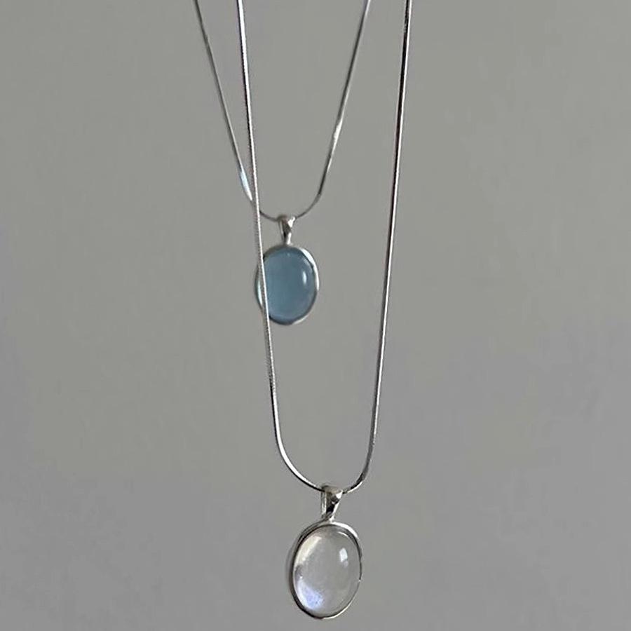 Sterling Silver Aquamarine and Moonstone Necklace for Women - Elegant and Meaningful Jewelry