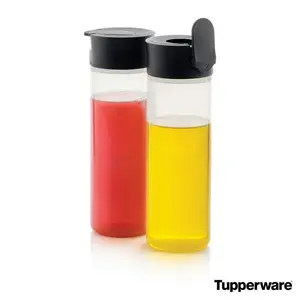 Squeeze It Bottle Pack - 2-Pack 12 oz. Leak-Proof Kitchen Organiser for Oil, Vinegar, Sauces & Condiments - One-Hand Dispensing, Dishwasher Safe, Transparent Design