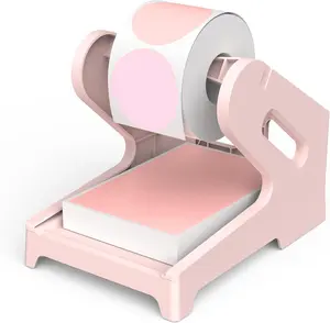 Label Holder Thermal Label Holder for Rolls and Fanfold Labels Shipping Label Stand Desktop Printer DIY Accessory Supplies for Home, Office (Pink)