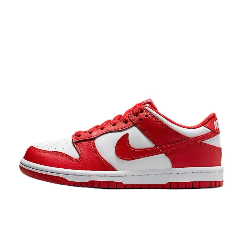 Nike Dunk Low White University Red Youth/Women’s Low-Top Casual Sneaker Trainer, Fashionable Versatile Sports Footwear for Daily Lifestyle, Fashionable Versatile Sneakers