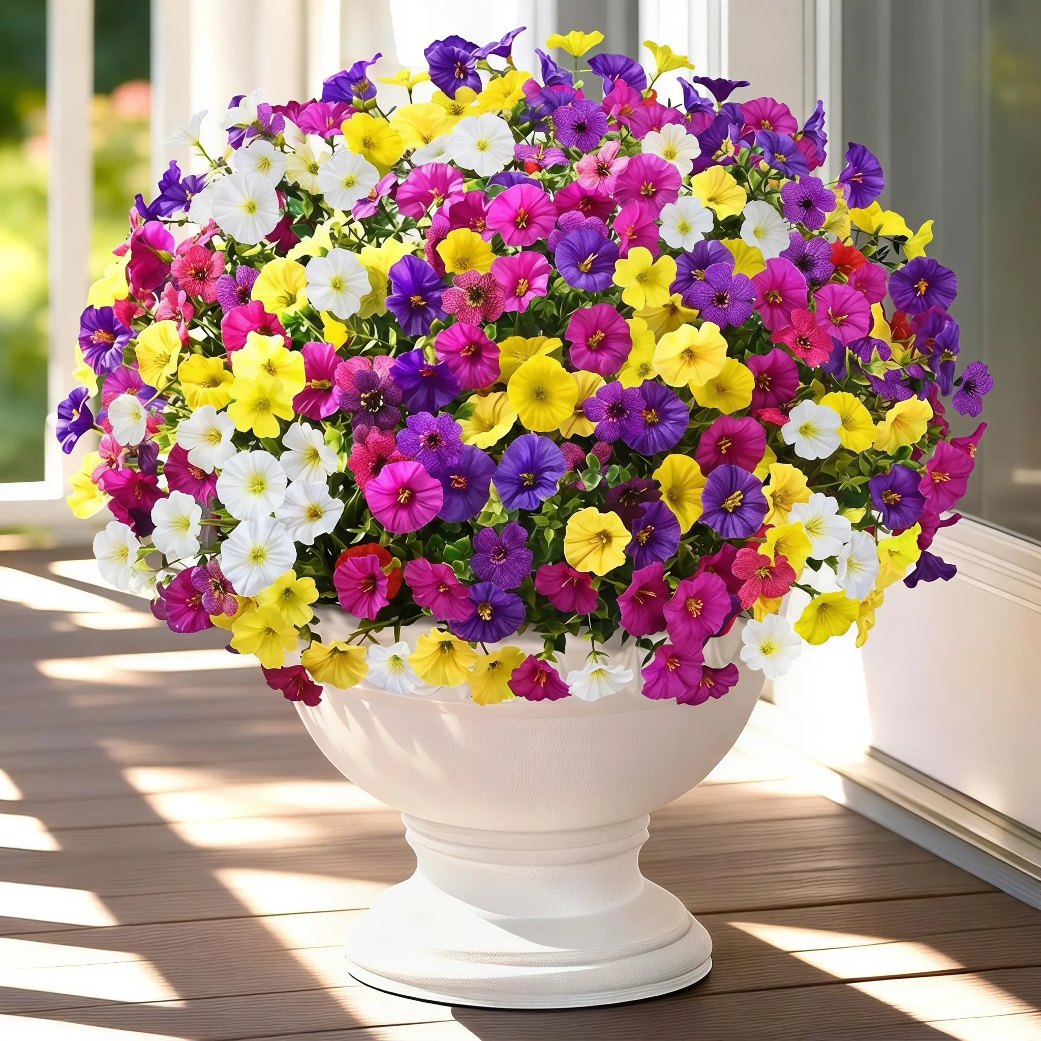 Artificial Flowers for Outdoors, 16 Bundles Realistic Fake Flowers | UV Resistant, Artificial Outdoor Flowers, Fake Outdoor Flowers Plant, for Outdoor Planters Front Porch Patio Window Box