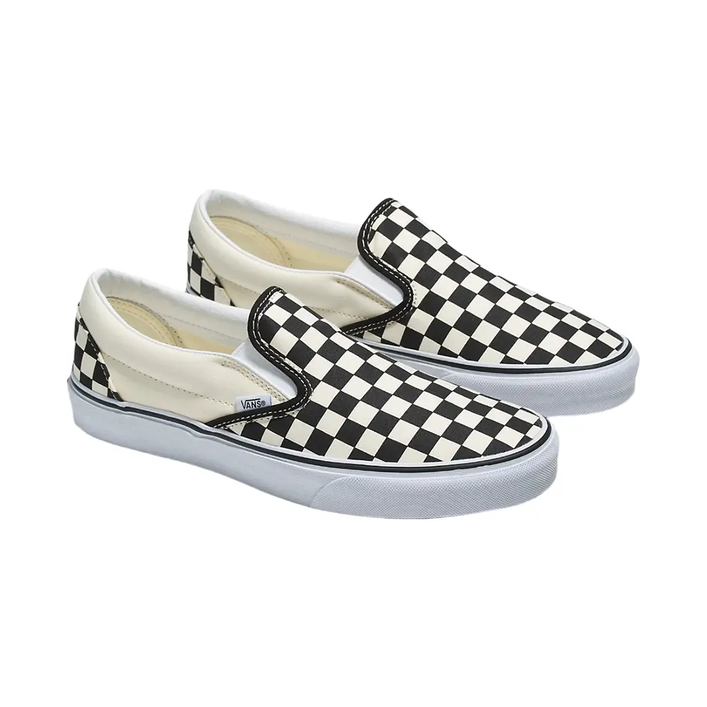 VANS Women's Classic Slip-On Checkerboard Canvas Sneakers for Casual Wear with a Low-Profile Design, Elastic Band, and Snug Fit, Leisure Shoes