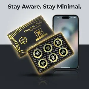 EMF Protection Sticker for Phone 6pcs Gold Silver – Anti Radiation Style Stickers for iPhone, Android, Laptop, AirPods, Universal Decorative Tech Accessories for Daily Use & Travel