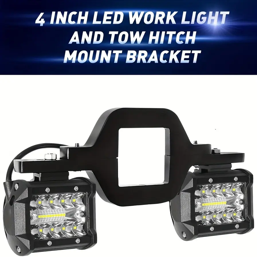 2pcs 2-Pack 60W LED Light Bar, 4-Inch Pods with Tow Hitch Mounting Brackets for Pickup Trucks, SUVs, ATVs, Boats, Car Led Light, Led Offroad Lights