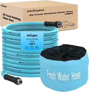 Nilight RV Water Hose 75FT Garden Drinking Hoses with Storage Bag Leakproof Anti-Kink 5/8" Inner Diameter Flexible Lightweight Freshwater Hose for RVs Campers Travel Trailer Boat Car Wash Accessories