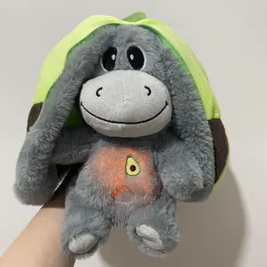 Breathing, glowing and sounding cute avocado donkey baby sleep music early education doll suitable for all occasions perfect hug doll for children