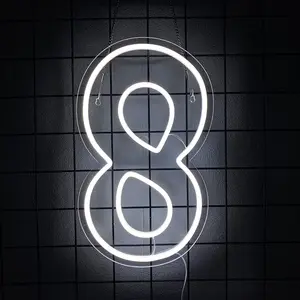 Number 8 Neon Sign Birthday Led Sign Number Eight Light Up USB Powered Big Number Sign Light Up Neon Signs for Birthday Night Light Party Anniversary Wedding Christmas Home Bar Decor