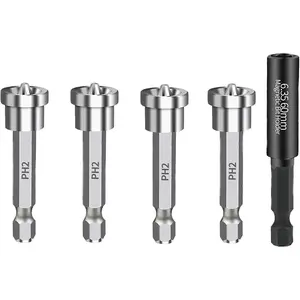 5 pcs Set Magnetic Drywall Screw Setter PH2 Bits for Plasterboard Sheetrock Screw Hex Shank Positioning Bit Batch Head