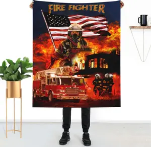 Firefighter Blanket Fireman Gifts for Men Fire Fighter Hero Fire Blanket Soft Fuzzy Warm Plush Flannel Throw Blankets for Sofa Couch Bed 50"X60"