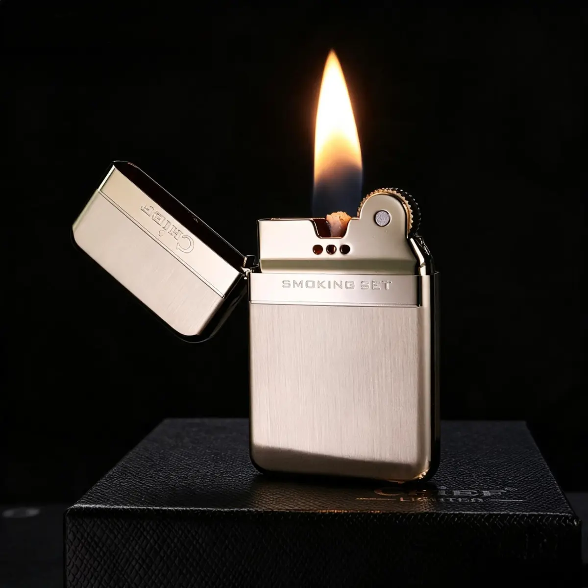 Must Have Viral Ultra Thin Vintage Flip Top Oil Lighter | Windproof Pocket Flint Lighter w/ Luxury Gift Box | Perfect Holiday Gift for Boyfriend, Dad & Vintage Collectors | Fuel Not Included