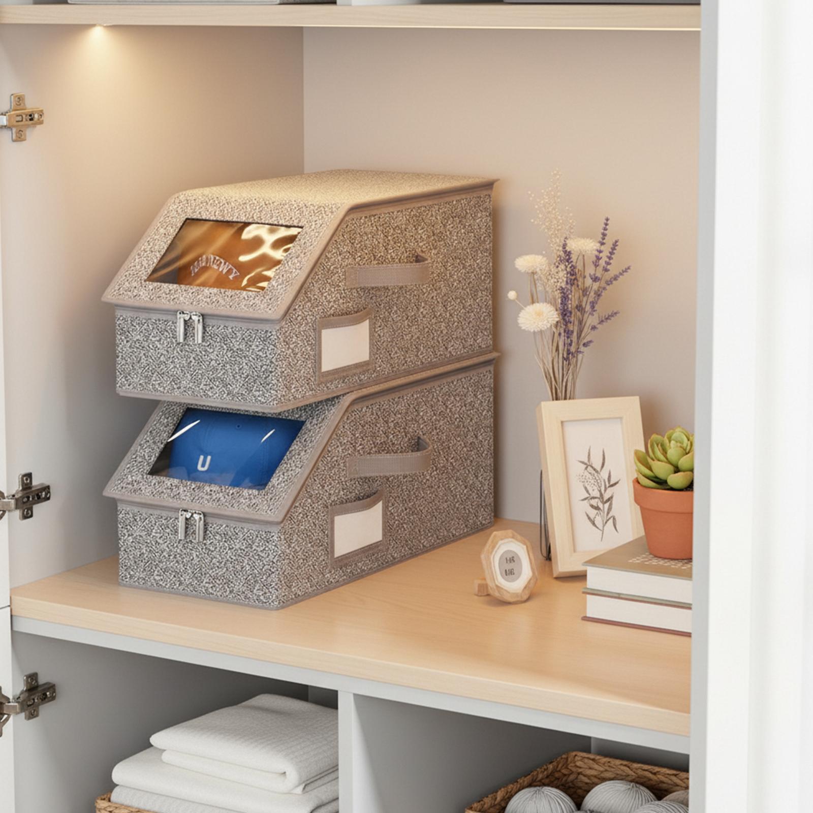 Baseball cap storage box, can hold up to 24 caps – sturdy and foldable wardrobe and bedroom organizer, large-capacity dustproof storage box for storing hats, toys, and accessories, a space-saving home organization solution