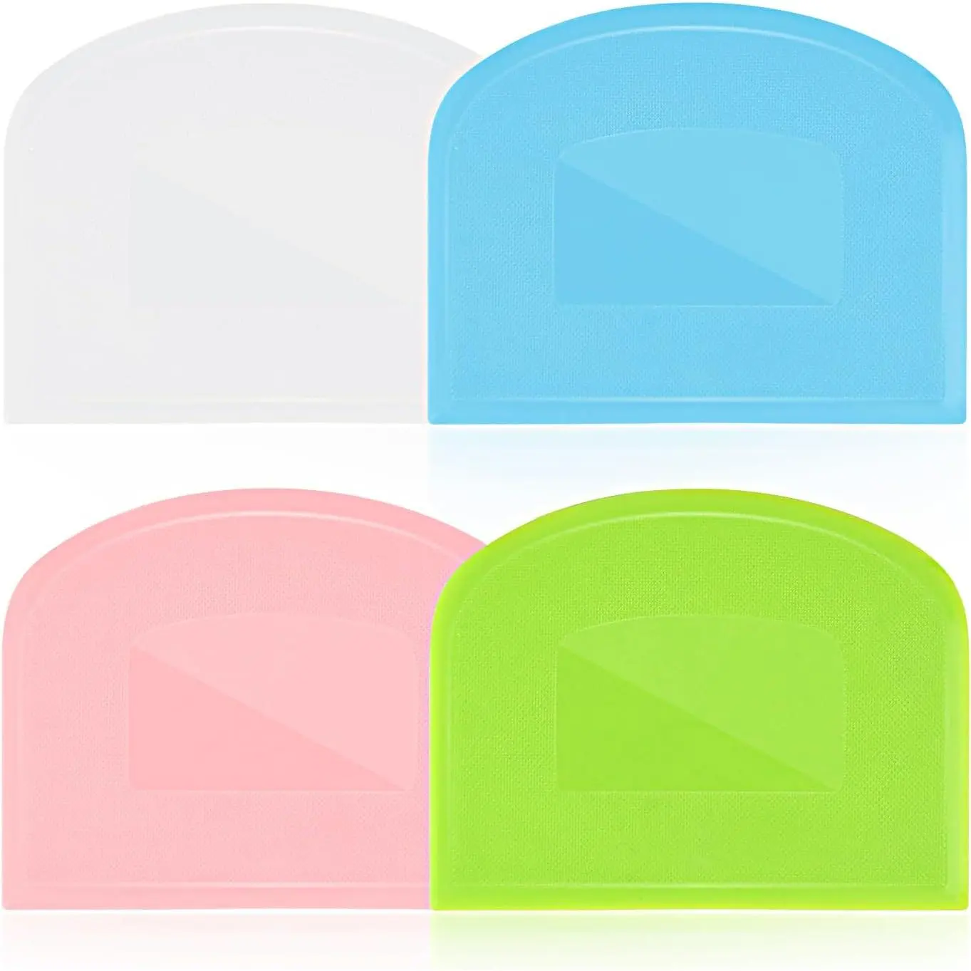 4 count  Scraper, Flexible Dough Scraper, Dough Scraper for Sourdough, Multifunctional Kitchen Scraper Tool, Baking Scraper, Bread Dough , Cake Smoother for Icing (White, Green, Blue, )