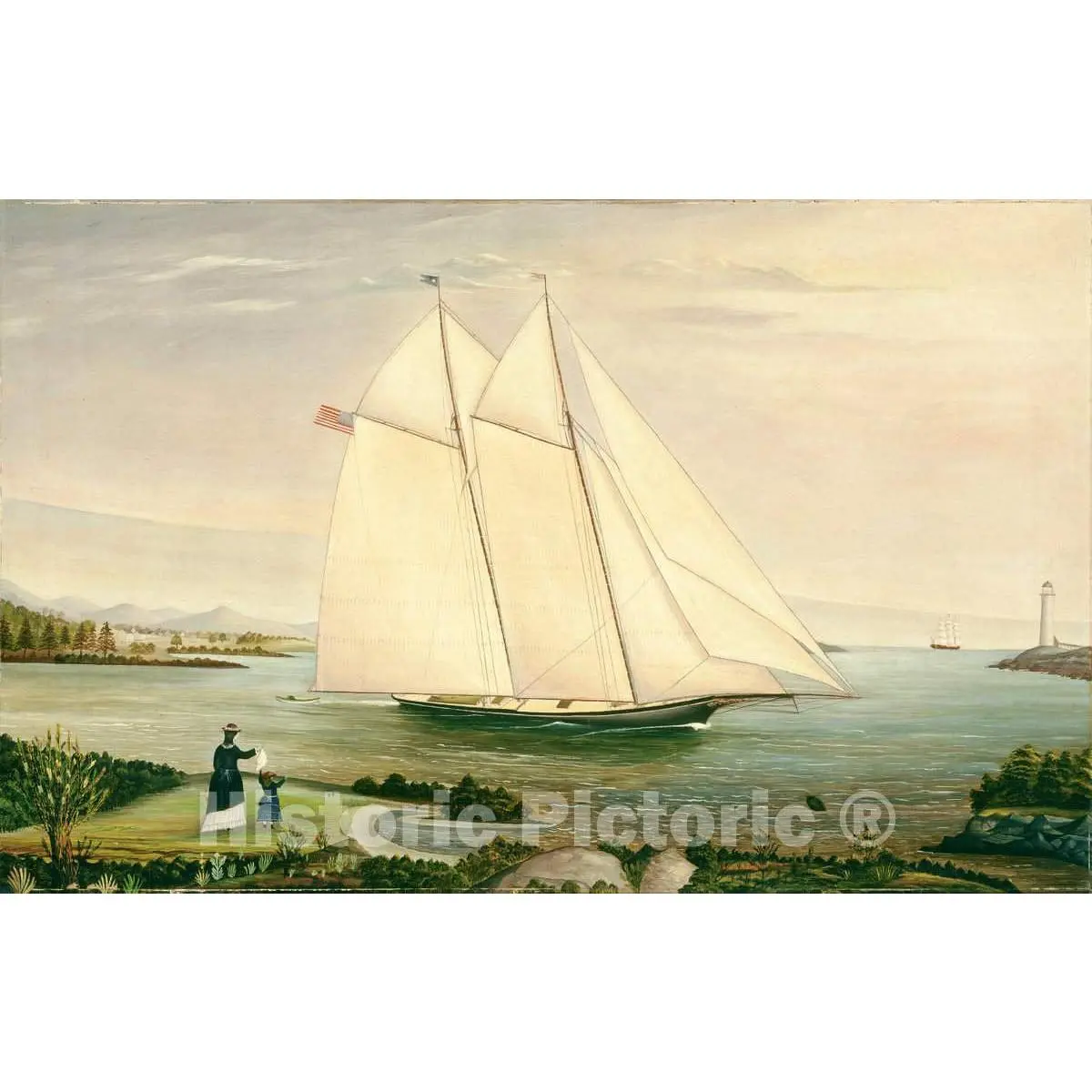 Art Print : Schooner, 19th Century - Vintage Wall Art
