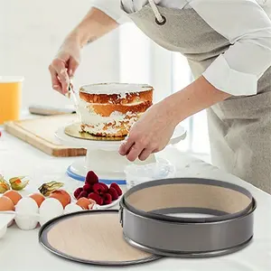 Baking Mat for Springform Pan, Non-Stick Reusable Cookie Sheet Liner, Easy Clean Bread Baking Pad, Round Silicone Mats for Pizza Macaron Pastry