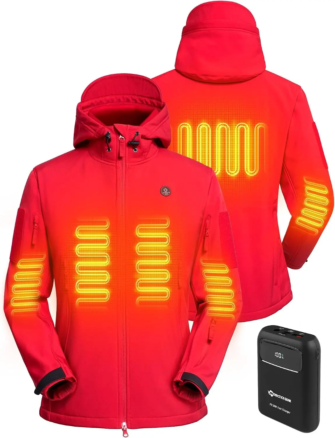Heated Jacket for Women, Soft Shell Winter Coat with 12V 15000mAh Battery Pack, Hooded Heated Jacket